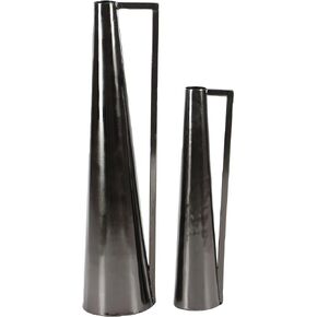 CosmoLiving by Cosmopolitan Metal Decorative Vase Slim Cone Centerpiece Vases with Handles, Set of 2 Flower Vases for Home Decoration 22", 17"H, Black in Saudi Arabia