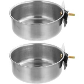 POPETPOP Bird Bowls - 2Pcs Bird Cage Feeder Cups Stainless Steel Bird Food Bowls Bird Water Feeder Bird Cage Feeder Bird Dishes for Cockatiel Budgies Parakeet Parrot in Saudi Arabia