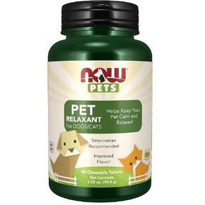 NOW Pet Health, Pet Relaxant Supplement, Formulated for Cats & Dogs, NASC Certified, 90 Chewable Tablets