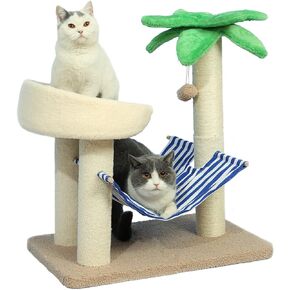 LUCKITTY Coconut Tree Cat Scratching Posts& Bed with Hammock, Kitty Palm Trees - Cat Scratch Posts Perch with 2 Hang Balls for Indoor Cats and Kittens in Saudi Arabia