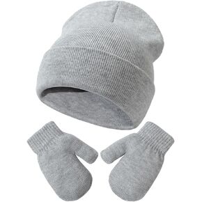 Baby Beanie Hat Gloves Set, Kids Winter Warm Knit Hat with glvoes,Toddler Soft Beanie for Little Boys Little Girls Children in Kuwait