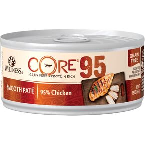 Wellness Core 95% طعام القطط المعلب والرطب والخالي من الحبوب الطبيعية ولحم البقر والدجاج، علبة 5.5 أونصة (عبوة من 12 قطعة) in Kuwait
