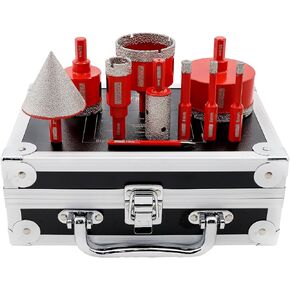 Diamond Core Drill Bit Set, DT-DIATOOL 11pcs - 6/6/8/20/25/35/45/50/65mm+6mm Carbide Positioning Drill Bit with Triangle Shank + 50mm Hex Shank Chamfer Bit for Porcelain Tile Ceramic Granite Marble in Saudi Arabia