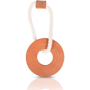 PAWPOURRI Heart Shaped Premium Natural Suede Leather & Rope Chew Toy for Medium to Large Breed Dogs