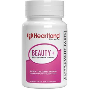 كبسولات تركيبة هارتلاند فارما بيوتي+ المركبة - البيوتين والكولاجين والكيراتين - تدعم المكملات الغذائية الصحية للشعر والبشرة والأظافر - 60 قطعة (عبوة من قطعة واحدة) in Kuwait