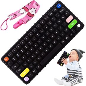 Baby Keyboard Teething Toys for Babies 0-3, 0-6, 6-12 Months | Soft Silicone Keyboard Teethers Toys | Baby Fidget Toys 0-6 Months | Infant Teether Pacifier for Breastfeeding Baby Boy Girl in Kuwait