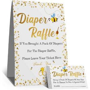 تذاكر يانصيب الحفاضات، لافتة سحب الحفاضات، مجموعة ألعاب استحمام الطفل، لعبة استحمام الطفل تحت عنوان حفاضات بامبل بي، ديكورات استحمام الطفل (علامة واحدة + 50 بطاقة) in Kuwait