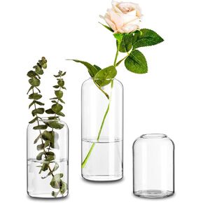 Glass Bud Vases for Centerpieces - Glasseam Clear Small Flower Vase Decor Bulk Set of 12 Handmade Modern Decorative Vases for Flowers Wedding Centerpiece for Dining Table Decoration in Kuwait