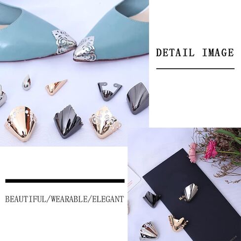 واقي حذاء معدني مدبب بلون سادة غطاء اصبع القدم للكعب العالي انيق غطاء اطراف حذاء متين لحماية الاحذية واصلاح الديكور، 3 ازواج نمط 7 in Kuwait