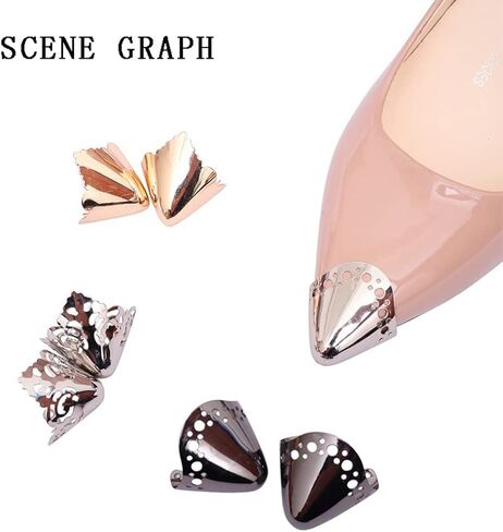 واقي حذاء معدني مدبب بلون سادة غطاء اصبع القدم للكعب العالي انيق غطاء اطراف حذاء متين لحماية الاحذية واصلاح الديكور، 3 ازواج نمط 7 in Kuwait