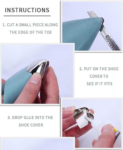 واقي حذاء معدني مدبب بلون سادة غطاء اصبع القدم للكعب العالي انيق غطاء اطراف حذاء متين لحماية الاحذية واصلاح الديكور، 3 ازواج نمط 7 in Kuwait