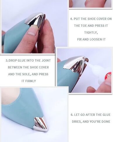 واقي حذاء معدني مدبب بلون سادة غطاء اصبع القدم للكعب العالي انيق غطاء اطراف حذاء متين لحماية الاحذية واصلاح الديكور، 3 ازواج نمط 7 in Kuwait