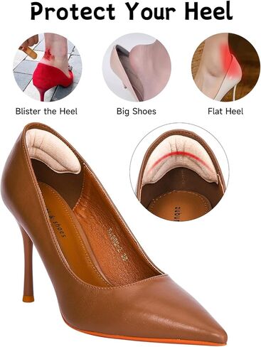 بطانات الكعب للأحذية الكبيرة جدًا، حشوات وسائد للكعب للأحذية الفضفاضة للرجال والنساء، مقابض الكعب/واقيات الكعب/حشو الأحذية لجعل الأحذية مناسبة أكثر إحكامًا (8 عبوات مشمش خفيف) in Kuwait