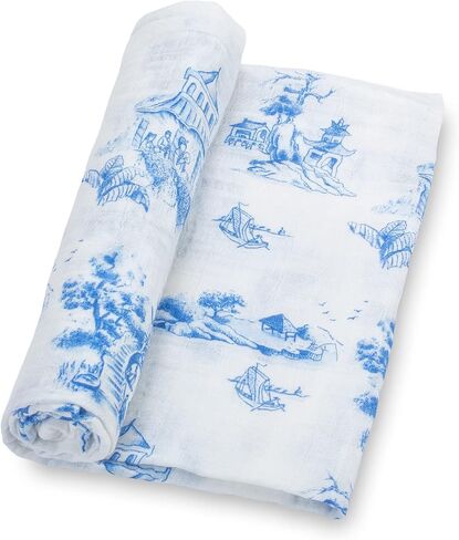 LollyBanks Baby Swaddle Blanket, 100% Organic Cotton Muslin Swaddle | 47" x 47", Soft Receiving Blanket for Girls, Crib Blanket & Nursery Use (Lemon Print) in Saudi Arabia