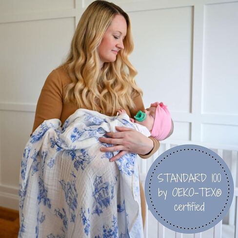 LollyBanks Baby Swaddle Blanket, 100% Organic Cotton Muslin Swaddle | 47" x 47", Soft Receiving Blanket for Girls, Crib Blanket & Nursery Use (Lemon Print) in Saudi Arabia