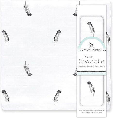 بطانيات Amazing Baby Swaddle Studio Milestone Muslin، مجموعة من 3، إكليل محبوب، أسود ناعم in Kuwait