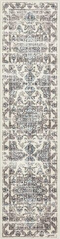 مجموعات سجاد المطبخ من Maples Rugs - سجادة مزخرفة غير قابلة للانزلاق مكونة من قطعتين قابلة للغسل في الغسالة [صنع في الولايات المتحدة الأمريكية] سجادة أرضية كلاسيكية للرمي والعداء، 17 بوصة × 24 بوصة + 17 بوصة × 48 بوصة، محايدة in Kuwait