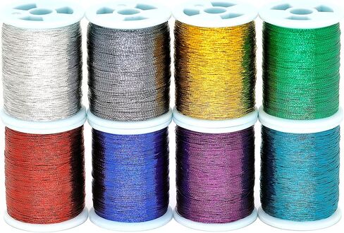 خيط تغليف صنارة الصيد SAMSFX لخط لف قضيب البناء، خيوط معدنية 8 ألوان 65 ياردة/حزمة بكرة in Kuwait