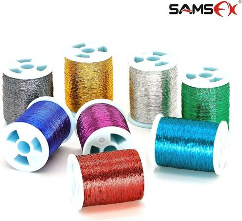 خيط تغليف صنارة الصيد SAMSFX لخط لف قضيب البناء، خيوط معدنية 8 ألوان 65 ياردة/حزمة بكرة in Kuwait