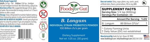 أطعمة للأمعاء Bifidobacterium Longum Probiotic Powder 100 مليار وحدة تشكيل مستعمرة 30 جرام | دعم الجهاز الهضمي والمناعي | فاعلية عالية | ب. لونغام in Saudi Arabia