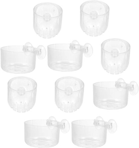 10 قطع من نباتات حوض السمك من ULTECHNOVO، وعاء نباتات مائية من الأكريليك، وعاء شفط لخزان الأسماك، وعاء نباتي لتزيين حوض السمك مع فتحة لحوض السمك والروبيان والنباتات الحية in Kuwait