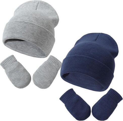 Baby Beanie Hat Gloves Set, Kids Winter Warm Knit Hat with glvoes,Toddler Soft Beanie for Little Boys Little Girls Children in Saudi Arabia