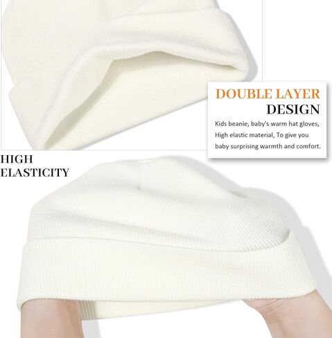 Baby Beanie Hat Gloves Set, Kids Winter Warm Knit Hat with glvoes,Toddler Soft Beanie for Little Boys Little Girls Children in Saudi Arabia