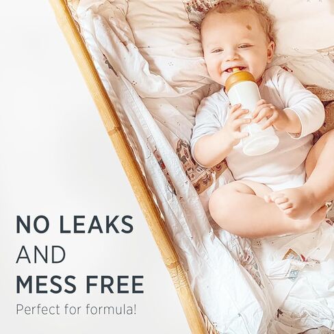 زجاجات الأطفال الزجاجية ذات الرقبة العريضة من HEVEA - زجاجات الأطفال المضادة للمغص ذات التدفق البطيء لحديثي الولادة بعمر 0+ أشهر - صديقة للبيئة، خالية من مادة BPA، عبوتان (5 أونصة) in Kuwait