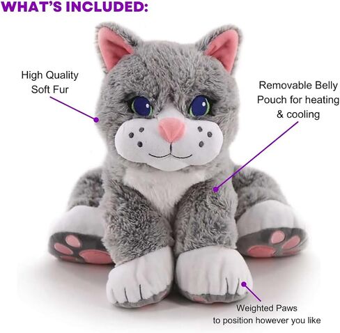 Roylco Chloé The Comfort Cat, Weighted Stuffed Animal, 2.5 lbs, Support Toy, Soft Fur, Aromatherapy, Heat/Cool Pouch, Stuffed Animal for Children & Adults in Saudi Arabia