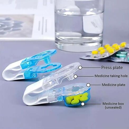 Pill Taker Remover Dispenser Portable Small Pills Cutter Storage Box Medication Tablets Pills Blister Pack Opener for The Elderly in Kuwait