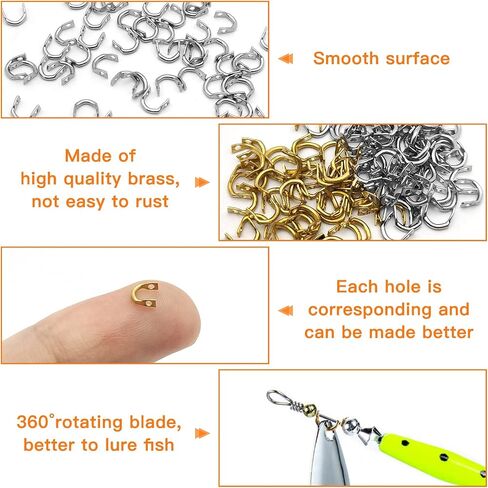 400pcs Fishing Spinner Clevis U Shaped Spinner Bait Clevis Easy Spin Spinner Clevis Spinner Blade Clevis for Lure Making Tackle Craft Fishing Gear(Gold,Silver) in Saudi Arabia