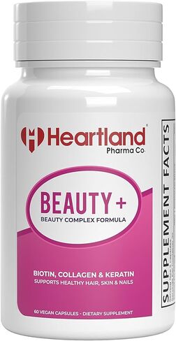 كبسولات تركيبة هارتلاند فارما بيوتي+ المركبة - البيوتين والكولاجين والكيراتين - تدعم المكملات الغذائية الصحية للشعر والبشرة والأظافر - 60 قطعة (عبوة من قطعة واحدة) in Kuwait