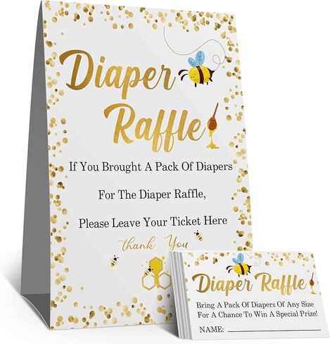 تذاكر يانصيب الحفاضات، لافتة سحب الحفاضات، مجموعة ألعاب استحمام الطفل، لعبة استحمام الطفل تحت عنوان حفاضات بامبل بي، ديكورات استحمام الطفل (علامة واحدة + 50 بطاقة) in Kuwait