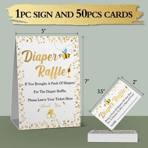 تذاكر يانصيب الحفاضات، لافتة سحب الحفاضات، مجموعة ألعاب استحمام الطفل، لعبة استحمام الطفل تحت عنوان حفاضات بامبل بي، ديكورات استحمام الطفل (علامة واحدة + 50 بطاقة) in Kuwait