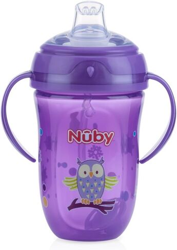 كوب Nuby Comfort Trainer بمقبضين مع ماصة مرجحة 360 درجة وفوهة سيليكون ناعمة، 9 أونصة، للأولاد، قد تختلف الألوان in Saudi Arabia