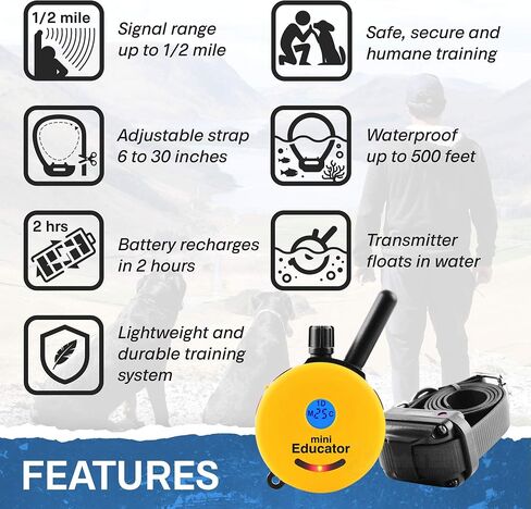 طوق إلكتروني - ET-300-1/2 Mile Remote Trainer Mini Educator طوق تدريب عن بعد - 100 مستوى تدريب بالإضافة إلى الاهتزاز والصوت - يتضمن جهاز نقر تدريب الكلاب من PetsTEK in Saudi Arabia