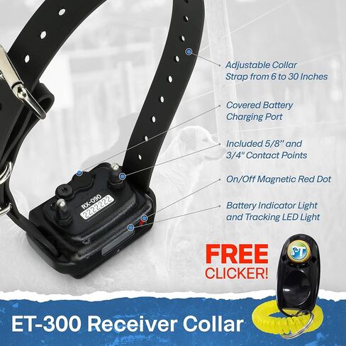 طوق إلكتروني - ET-300-1/2 Mile Remote Trainer Mini Educator طوق تدريب عن بعد - 100 مستوى تدريب بالإضافة إلى الاهتزاز والصوت - يتضمن جهاز نقر تدريب الكلاب من PetsTEK in Saudi Arabia