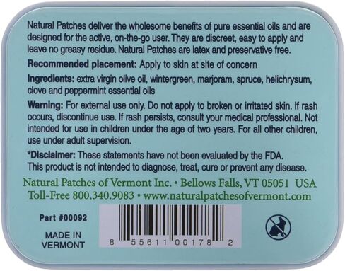 رقعات طبيعية للجسم من الزيوت العطرية المريحة للعضلات والأعصاب من فيرمونت، النعناع، ​​10 قطع من القصدير in Kuwait