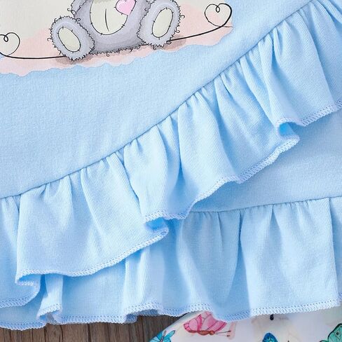 ملابس Haokaini للفتيات الصغيرات بأكمام طويلة وحاشية غير منتظمة مكشكشة وسروال واسع من الأسفل طقم ملابس الربيع in Kuwait