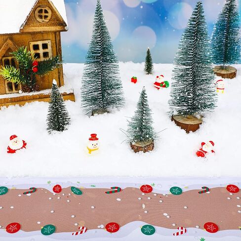 Jetec Christmas Village Accessories Village Street Mat عيد الميلاد شارع الطريق منصة قرية الطوب الثلوج الطريق الزينة لعيد الميلاد حديقة القرية ديكور المنزل الداخلي، 4.7 × 47.2 بوصة (قصب الحلوى) in Saudi Arabia
