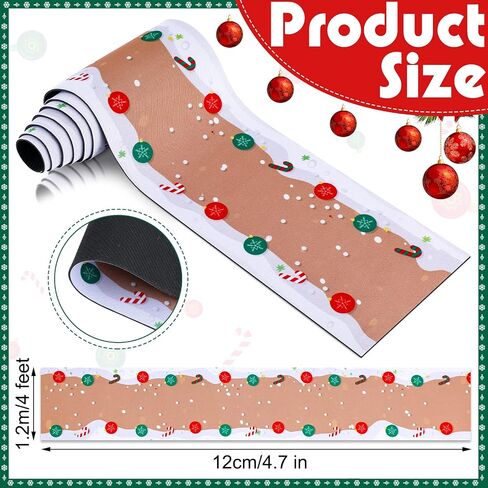 Jetec Christmas Village Accessories Village Street Mat عيد الميلاد شارع الطريق منصة قرية الطوب الثلوج الطريق الزينة لعيد الميلاد حديقة القرية ديكور المنزل الداخلي، 4.7 × 47.2 بوصة (قصب الحلوى) in Saudi Arabia