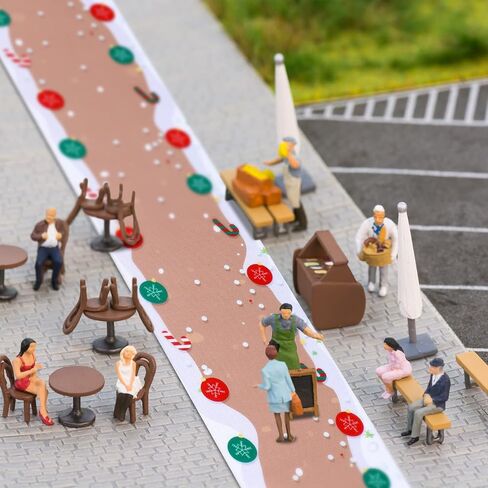 Jetec Christmas Village Accessories Village Street Mat عيد الميلاد شارع الطريق منصة قرية الطوب الثلوج الطريق الزينة لعيد الميلاد حديقة القرية ديكور المنزل الداخلي، 4.7 × 47.2 بوصة (قصب الحلوى) in Saudi Arabia