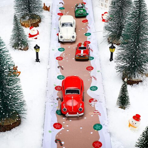 Jetec Christmas Village Accessories Village Street Mat عيد الميلاد شارع الطريق منصة قرية الطوب الثلوج الطريق الزينة لعيد الميلاد حديقة القرية ديكور المنزل الداخلي، 4.7 × 47.2 بوصة (قصب الحلوى) in Saudi Arabia