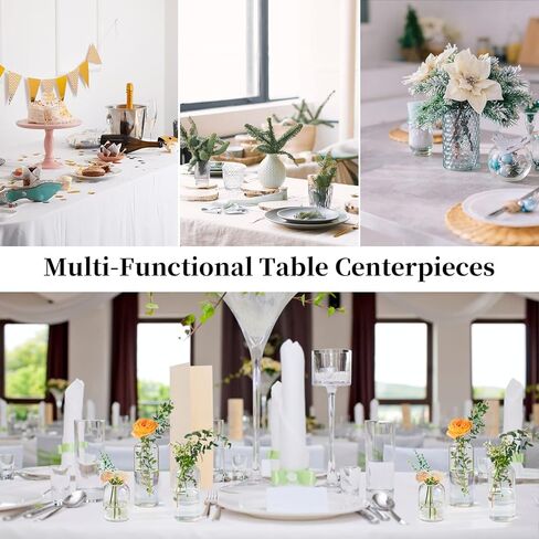 Glass Bud Vases for Centerpieces - Glasseam Clear Small Flower Vase Decor Bulk Set of 12 Handmade Modern Decorative Vases for Flowers Wedding Centerpiece for Dining Table Decoration in Kuwait