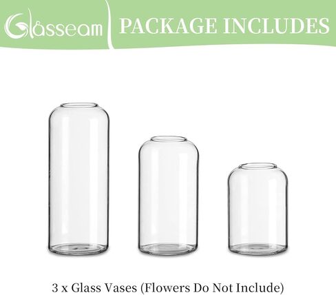 Glass Bud Vases for Centerpieces - Glasseam Clear Small Flower Vase Decor Bulk Set of 12 Handmade Modern Decorative Vases for Flowers Wedding Centerpiece for Dining Table Decoration in Kuwait