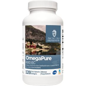 XYMOGEN OmegaPure 600 EC - International Fish Oil Standards (IFOS) Five-Star Certified Enteric-Coated Fish Oil - DHA EPA Omega-3 Supplement for Cardiovascular + Cognitive Support (60 Softgels)