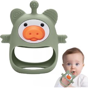 MQGX Silicone Teething Toys for Babies 0-6 Months Never Drop Pig BPA Free Baby Teething Toys, Hand Teether for Soothing Teething Pain Relief, Chew Toys for Sucking Needs (Green) in Saudi Arabia