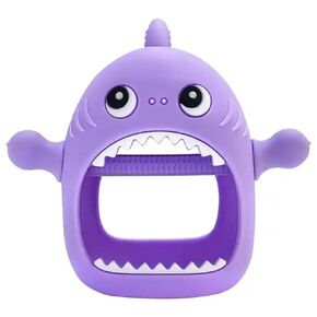 Cute Shark Teething Mitten Toy for Babies 6 Months+, Never Drop Silicone Baby Teether, Hand Pacifier for Babies to Suck and Chew, Toy for Teething Babies (Green)