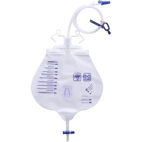 حقيبة تصريف بولية من لايف في مع غرفة مضادة للارتجاع، 2000 مل مع خطاف مزدوج للصرف 48 بوصة، صمام مخرج T-Tap (عبوتان) in Kuwait