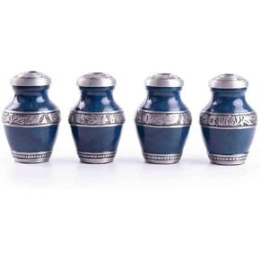 Gsm Brands Keepsake Cremation Urns (Set Of 4) - Mini Funeral Memorials In Blue Design With Box - Meant For Sharing Of Token Amount Of Ashes (3.5 Inch By 2.5 Inch) in Saudi Arabia